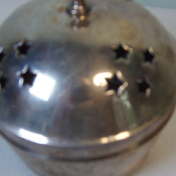 VTG Silver Plated Lidded Decorative Bowl for Trinkets Potpourri or Incense BoHo - Picture 3 of 6